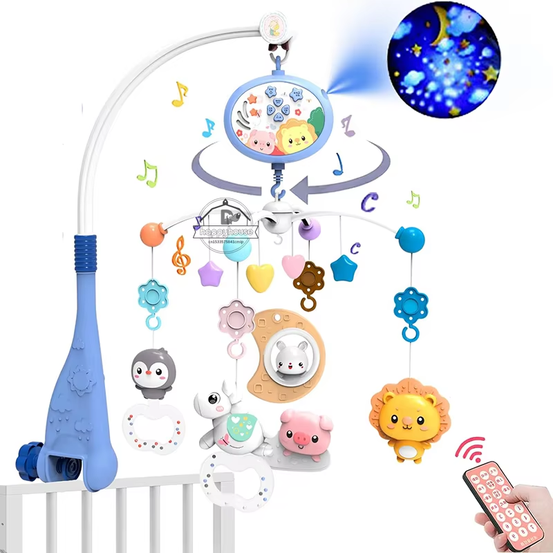 Lit de bébé Mobile avec lumières Projection musicale pour nourrissons 0-6 mois télécommande berceau jouets pour nouveau-né bébé Mobile pour berceau