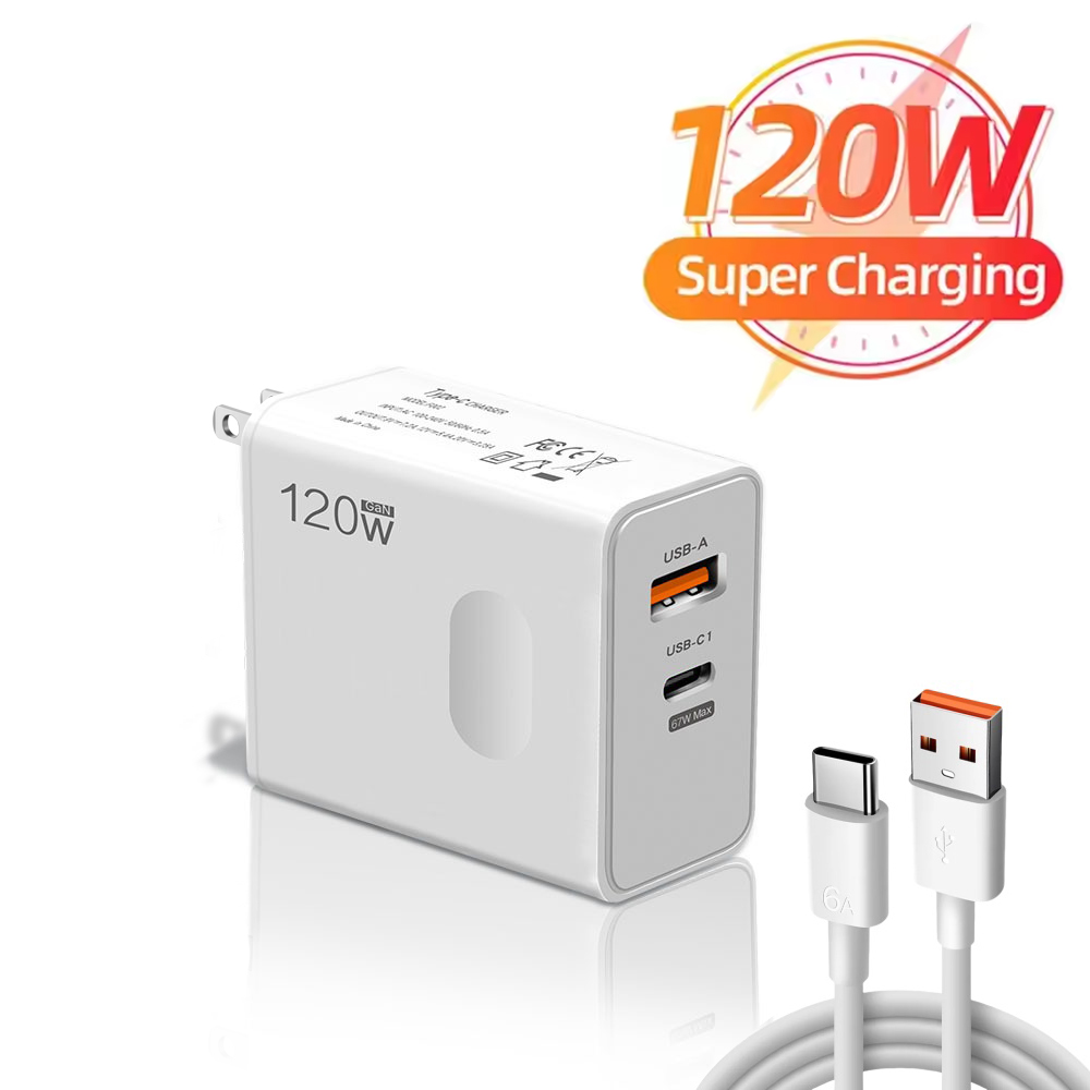 Total 120w carregador usb gan tipo c carregamento rápido adaptador de carregador de telefone móvel adaptador de parede de carga rápida para iphone xiaomi samsung