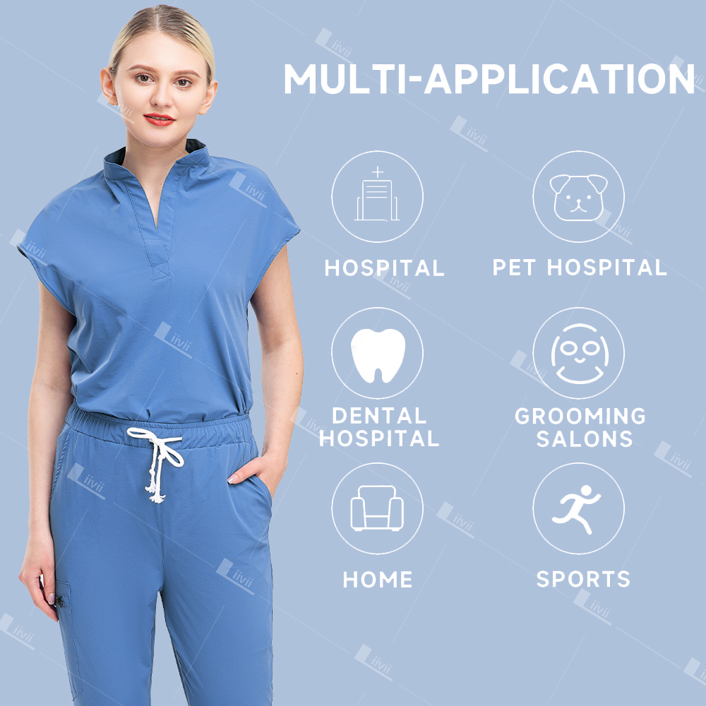 Stretch Anti-Wrinkle Soft Beautician Workwear Quick-drying Washable Nursing Scrubs Set sWomen Medical Nurse Uniforms Accessory