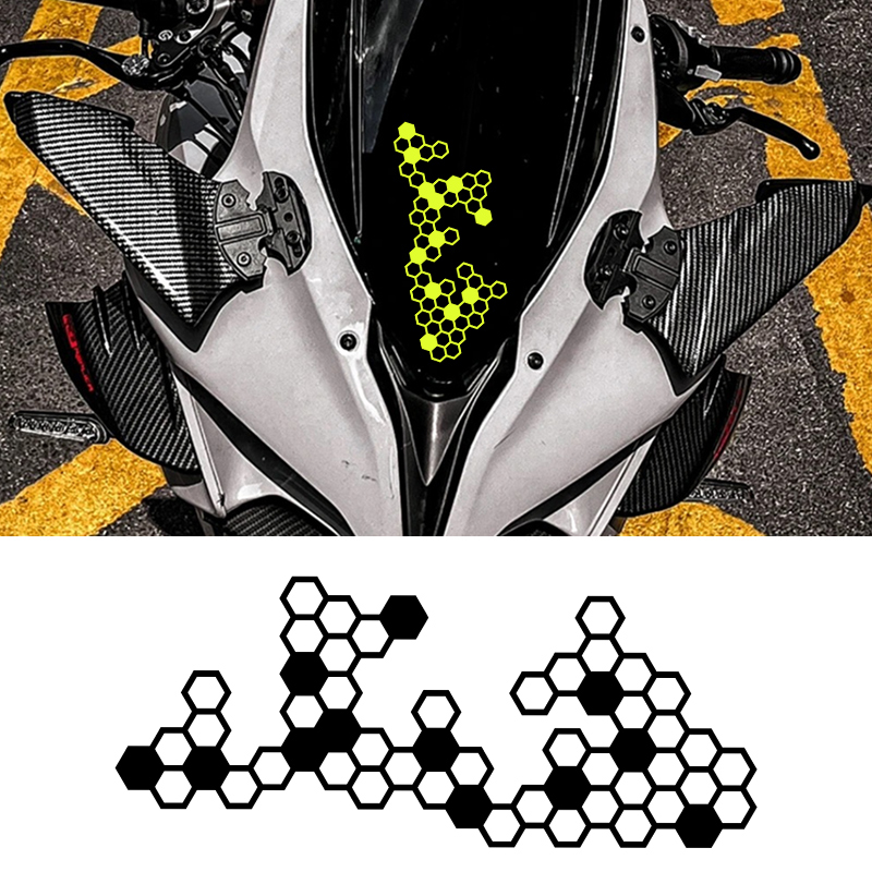 Pegatinas de engranajes de panal para motocicleta, carenado de tanque de combustible, casco de carreras impermeable, calcomanías de vinilo, accesorios para motocicleta