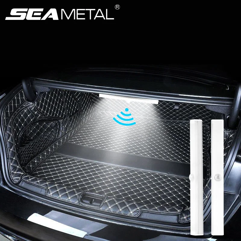 SEAMETAL Autosensorlicht voor vloerkofferbakkap USB oplaadbare automatische inductielichtbalk Magnetische Maual/gevoelige moduslamp