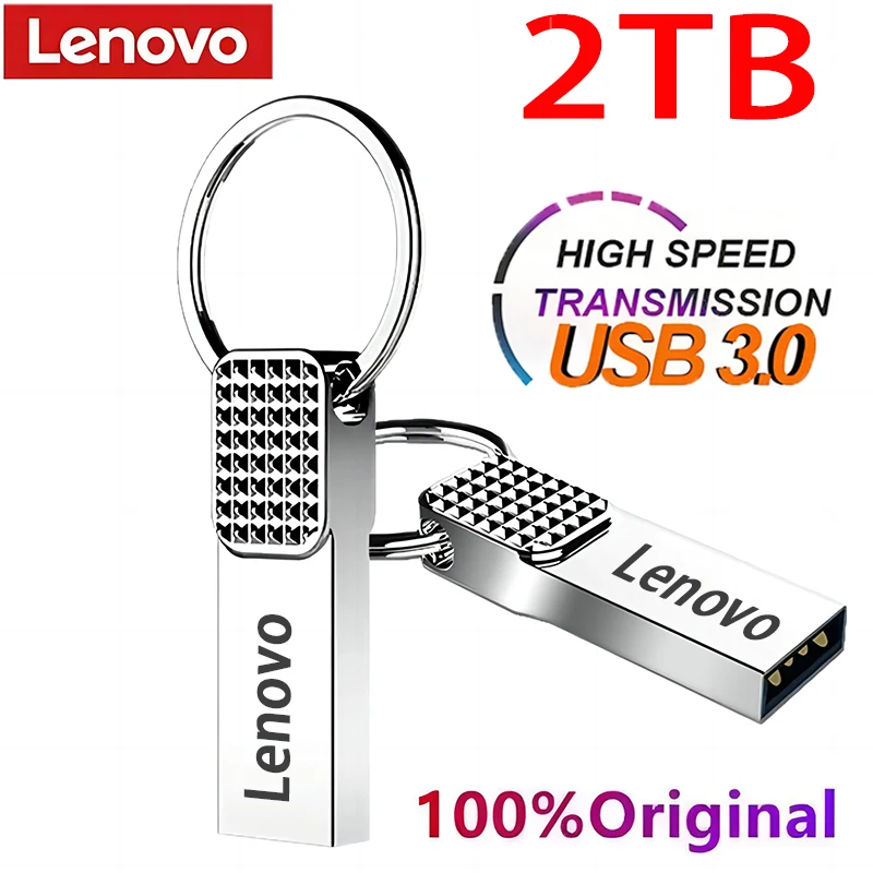 Оригинальный металлический USB-накопитель Lenovo, 2 ТБ, 1 ТБ, 128 ГБ, портативный флэш-накопитель большой емкости, USB 3,0, высокоскоростная передача файлов для телефона