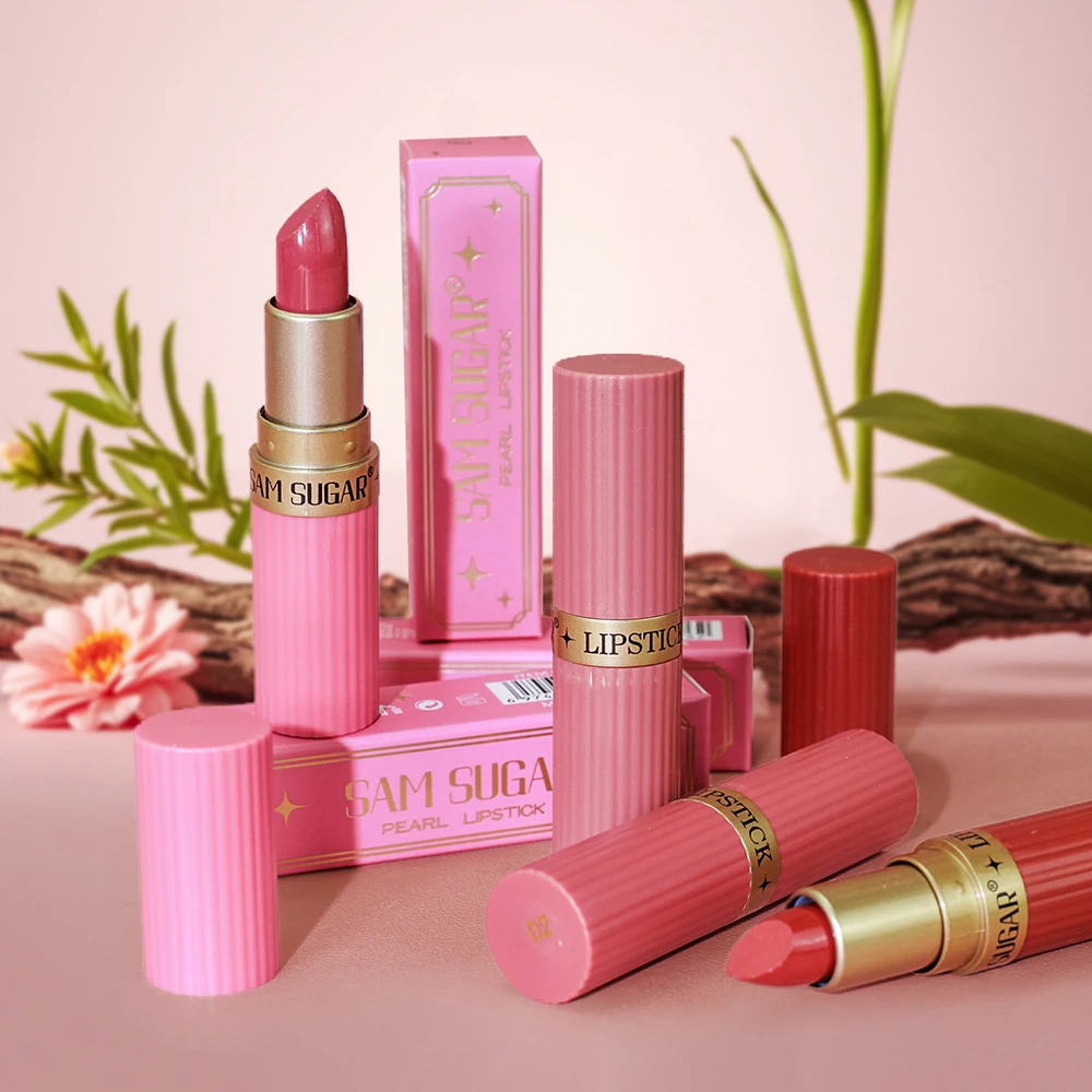 Pearlescent Pink Glitter กํามะหยี่ลิปสติก METALLIC กันน้ํา Long Lasting Matte Shimmer เพชรลิปสติกผู้หญิงแต่งหน้าเครื่องสําอาง