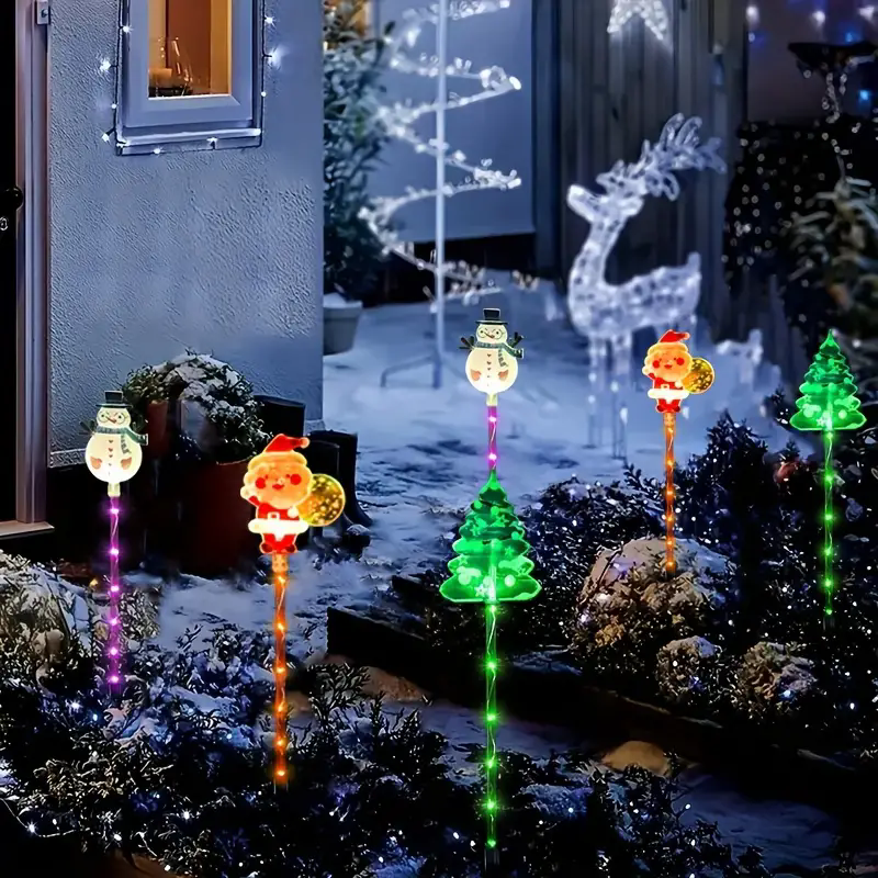 6 uds luces de estaca de Navidad con energía Solar decoración navideña luces LED al aire libre impermeable jardín pasarela vacaciones 870