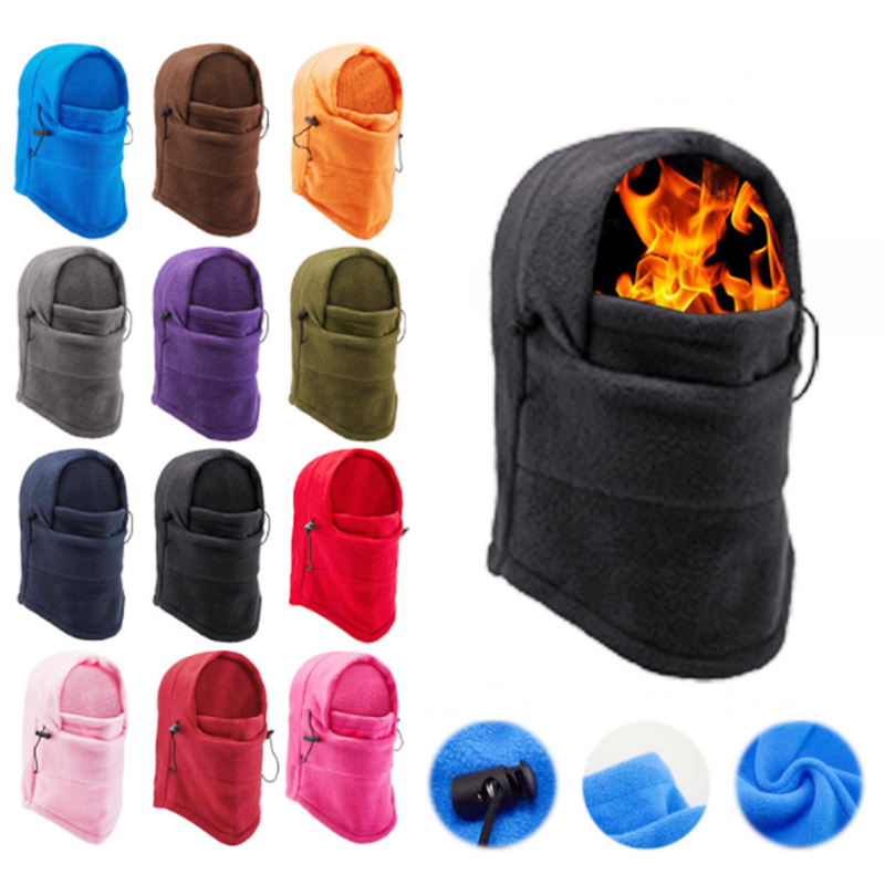 Gorro con capucha de lana Polar Unisex para hombre y mujer, gorro informal para esquí y nieve, bufanda térmica más cálida