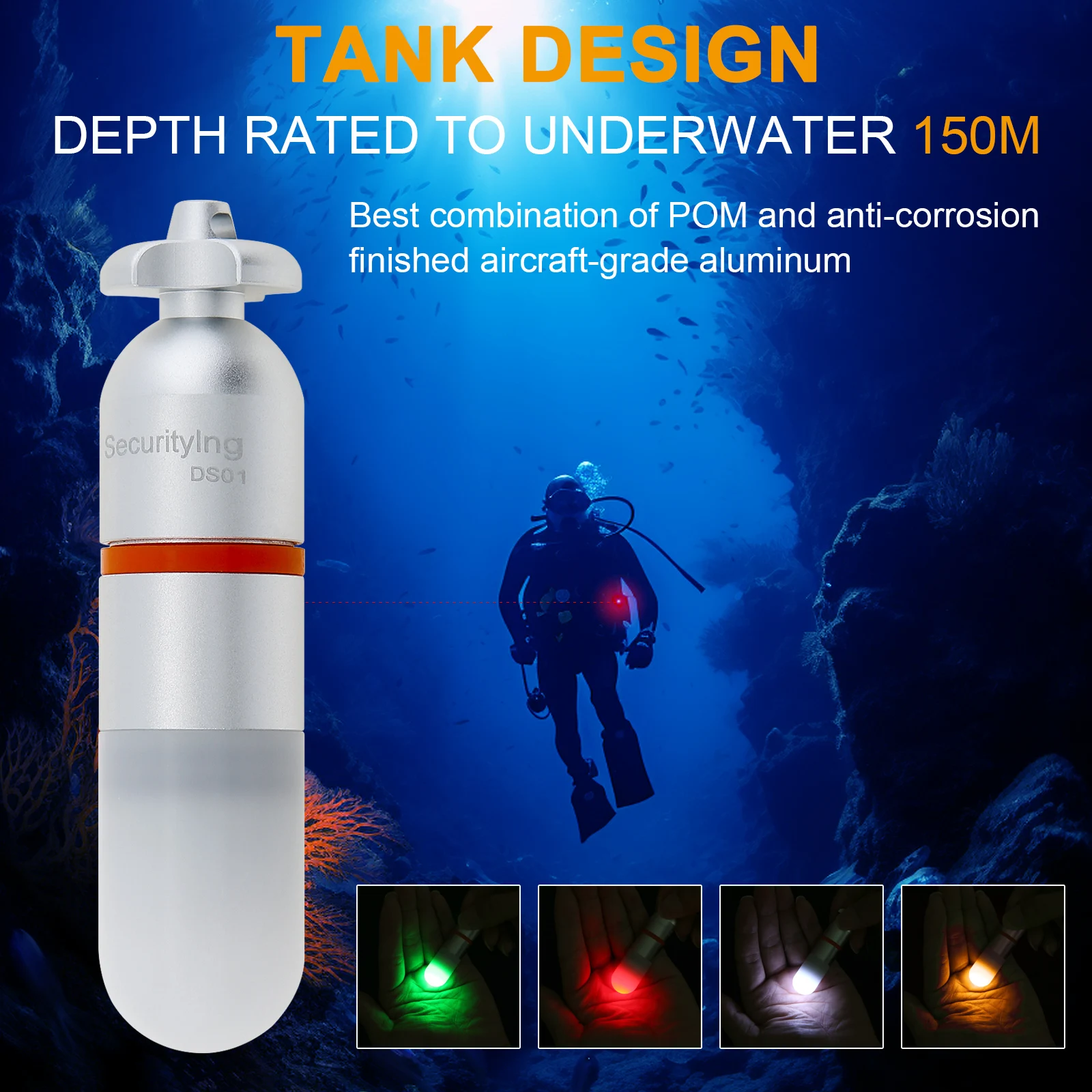 Mini Underwater 150M Scuba Dive Strobe Beacon Diving Signal Light with AAA Battery Night Dive Flashing Marker Light