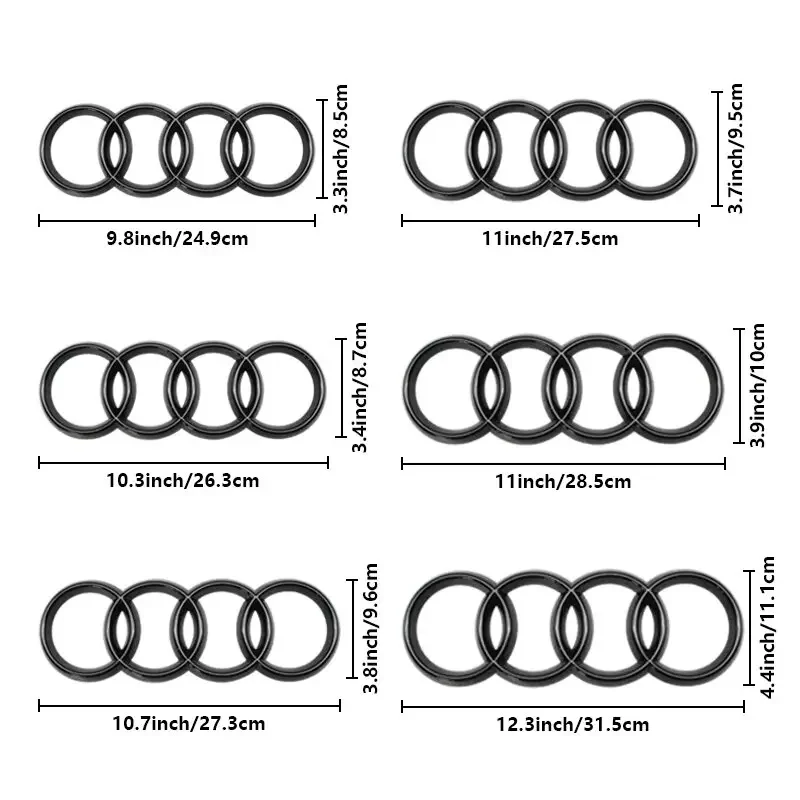 Audi 4Ring ABS автомобильный капот передний капот гриль задний багажник эмблема черный/серебристый логотип значок наклейка для A3 A4 A5 A6 A7 Q2 Q3 Q5 Q8 TT