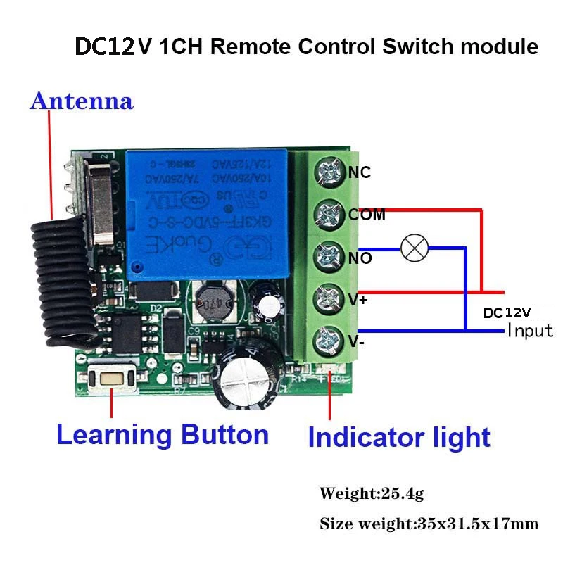 Interruptor sem fio de controle remoto rf 433mhz, receptor de relé dc 12v 1ch 10a e transmissor 2ch para fechadura eletromagnética de porta