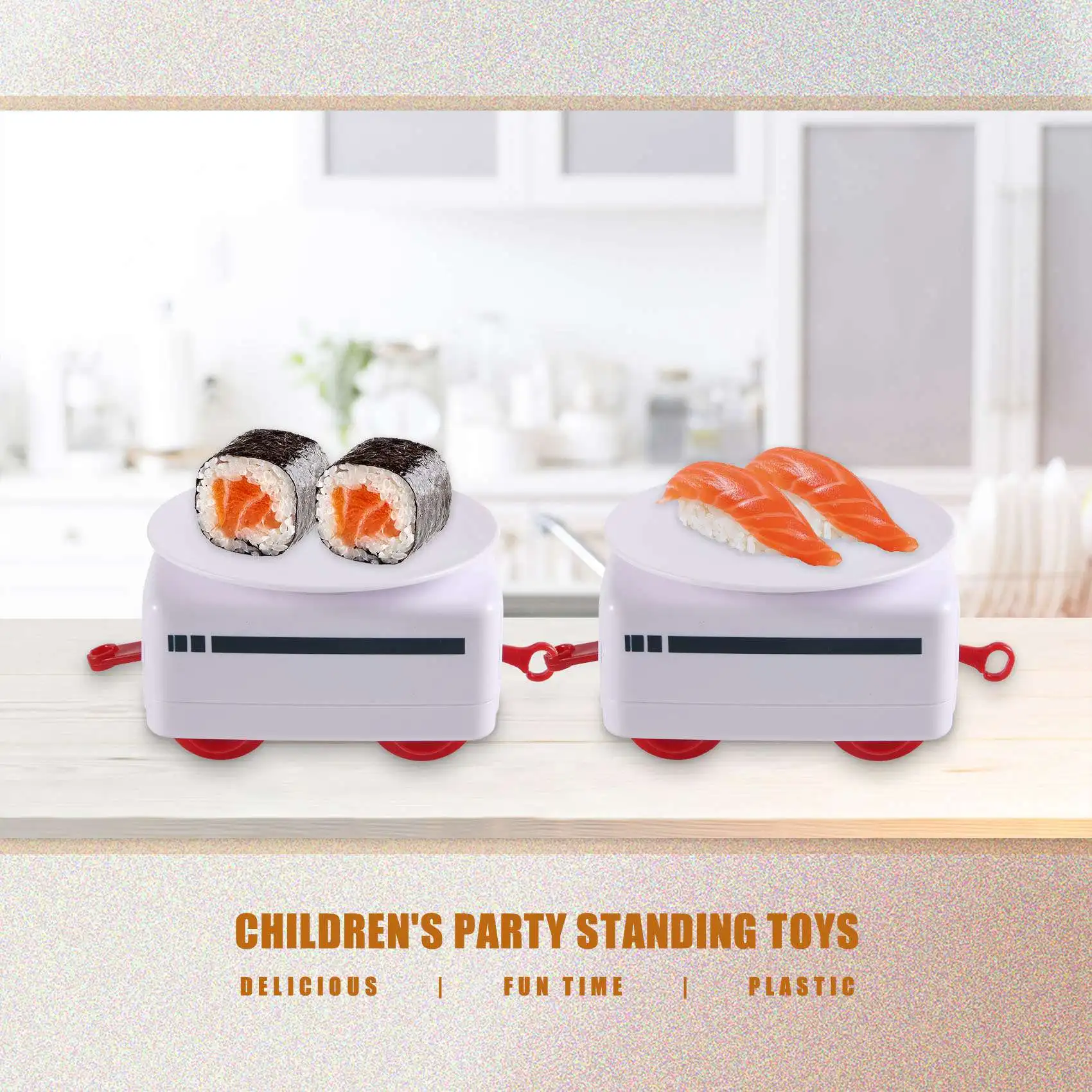 Sushi Train Rotary Sushi Toy Track Conveyor Belt Rotating Table Kid Food Train Set DIY Sushi Making Family Sushi Party B