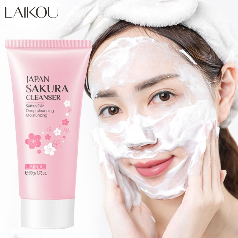 LAIKOU Limpador de espuma facial Limpeza profunda Controle de óleo Hidratante Remoção de cravo Cuidados com a pele Limpador de espuma de lavagem facial