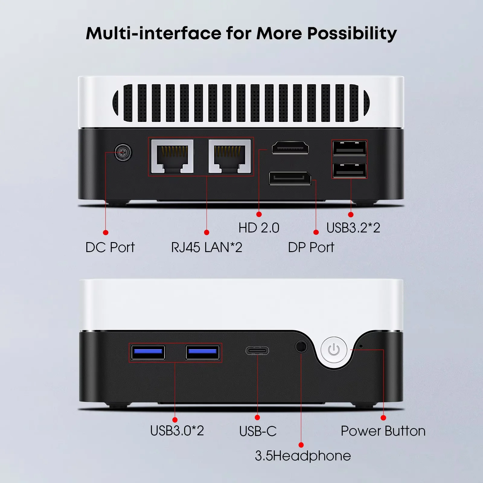 CHUWI LarkBox X Mini PC with USB C Hub Intel N100(3.4GHz) 4K ultra HD 12GB LPDDR5 RAM 512G SSD Windows 11 WiFi 6 Mini Computer