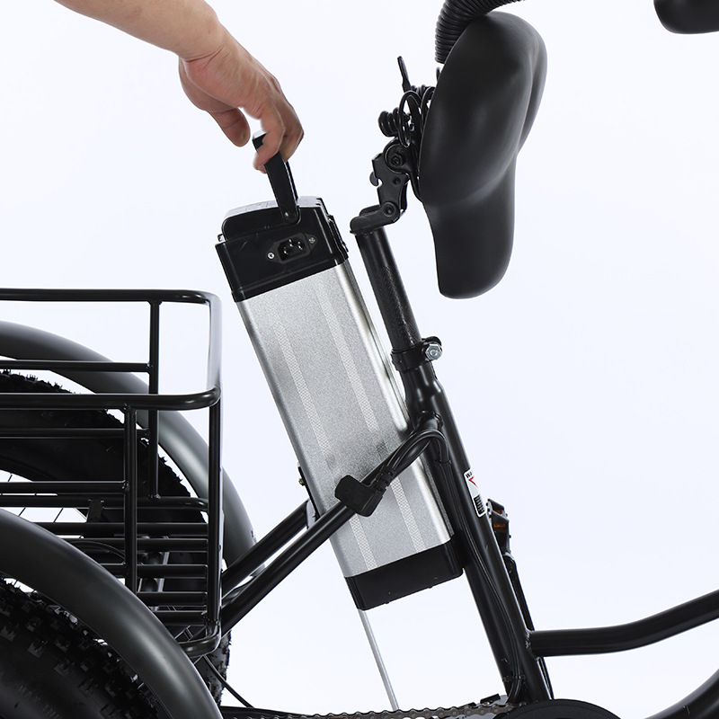 20 Polegada bicicleta elétrica gorda triciclo elétrico de 3 rodas com assento do passageiro para adulto 48v 500w poderosa bateria de lítio removível