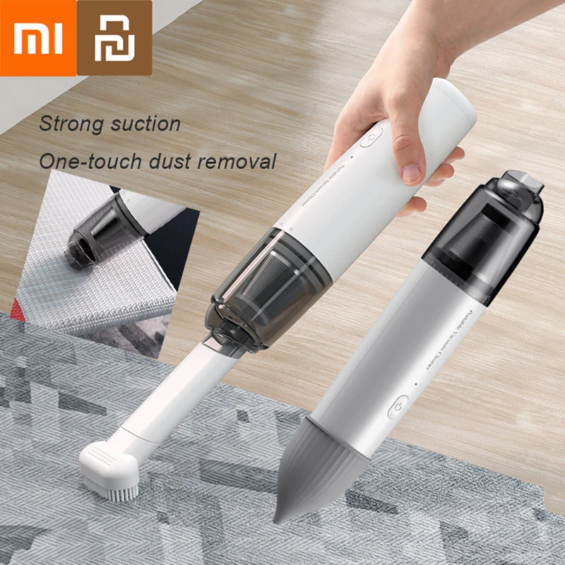 Xiaomi Youpin-aspiradora portátil para coche y hogar, elemento de filtro de Metal con carga inalámbrica, Mini alta potencia con cabezal de cepillo