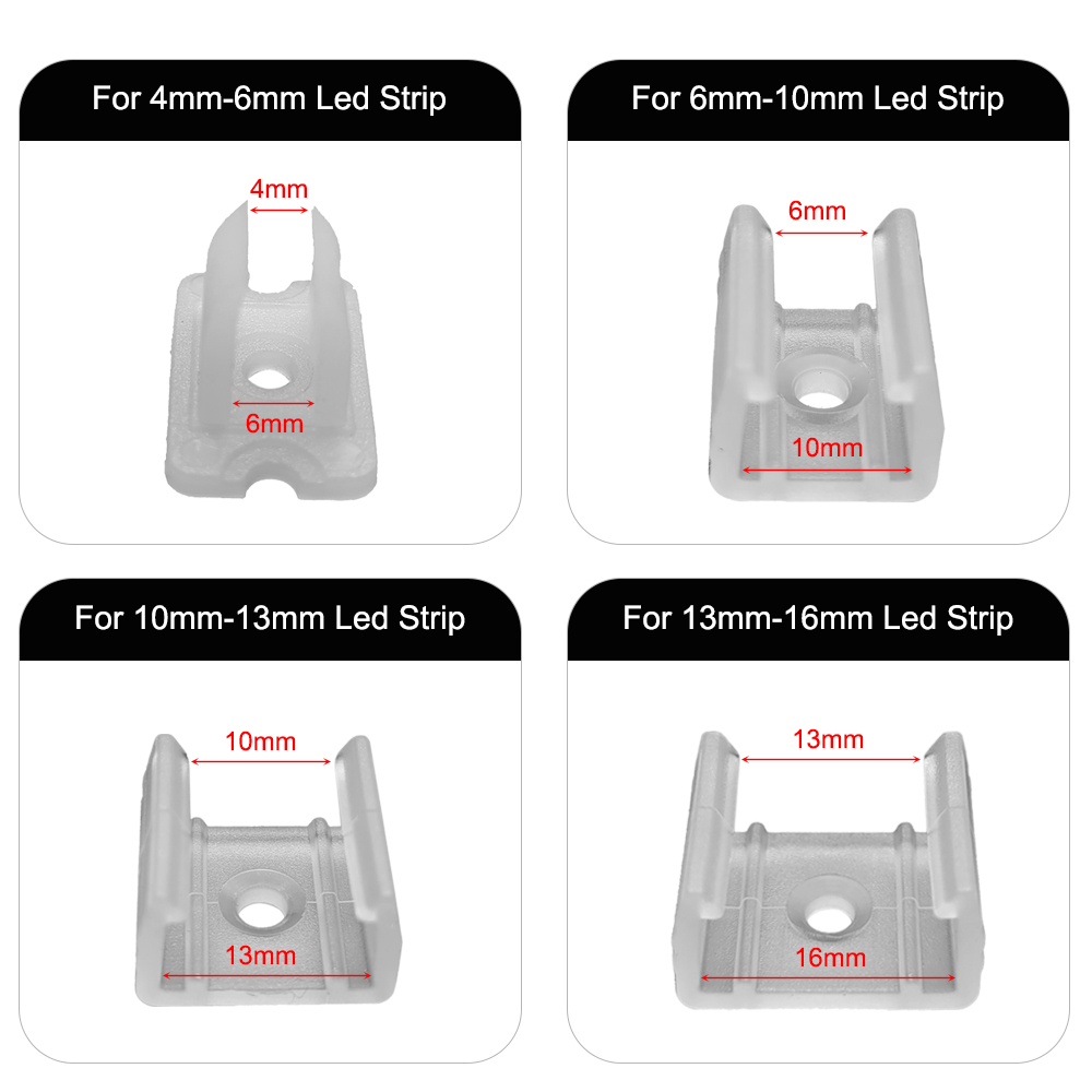 Led Connector Fix Clips Plastic Accessories Mounting Fixing on Wall For 6MM 8MM 10MM 12MM RGB 5050 Neon Strip Light 5pcs-100pcs