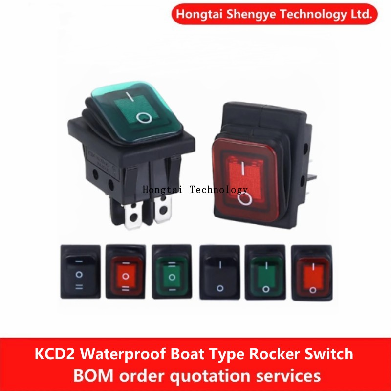 KCD2 ON-OFF ON-OFF-0N 4/6 pines 2/3 posiciones impermeable tipo barco interruptor basculante KCD4 rojo amarillo verde y negro (LED) 20A 250V