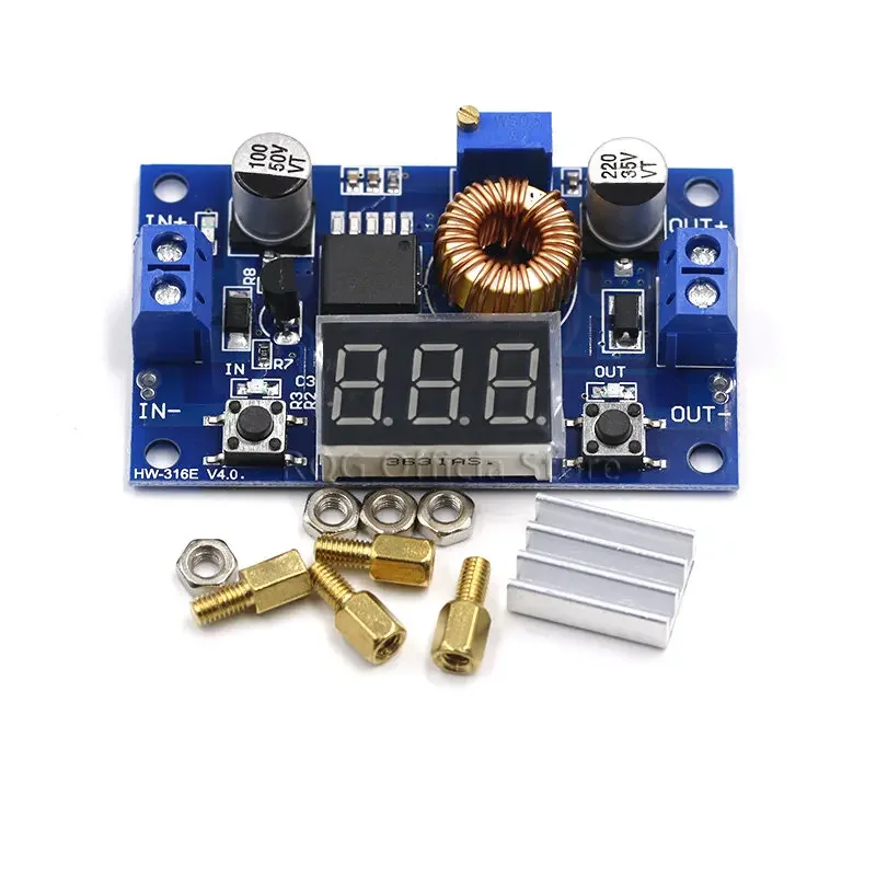 Convertidor de DC-DC 5A 75W XL4015, módulo reductor ajustable de 4,0-38V a 1,25 V-36V, fuente de alimentación ajustable para bricolaje