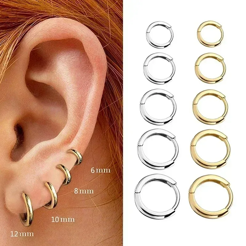 2 Stück modische Creolen, goldfarbene kleine Knorpelohrringe, Piercing-Schmuck, trendige weibliche Creolen für Damen und Herren