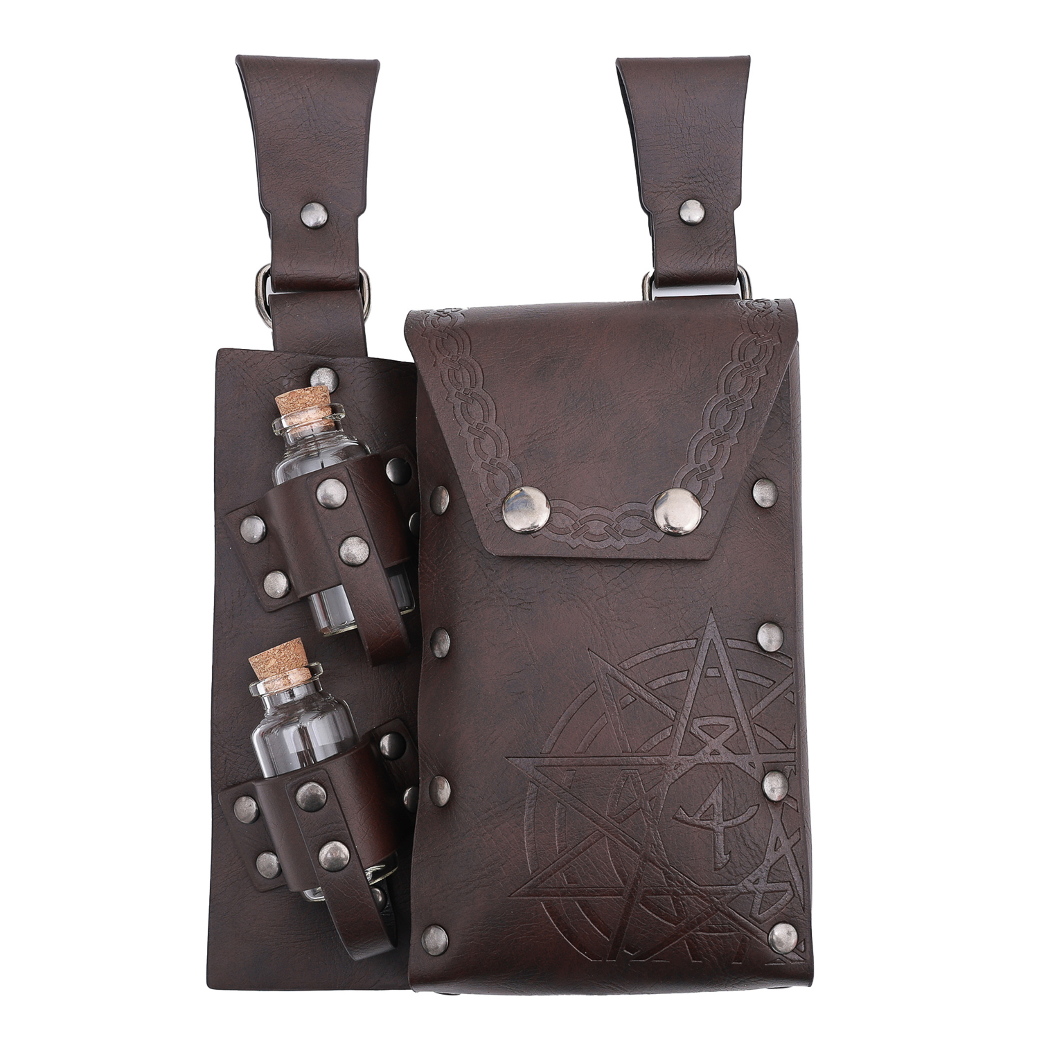 Middeleeuwse Alchemy Fles Heuptas HealerPotion Fles PU Lederen Pouch Props Cosplay Kostuums Gothic Retro Riem Taille Pouch