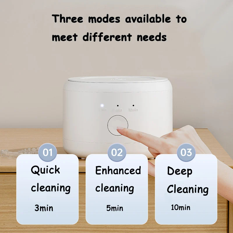 Xiaomi MIJIA-caja de limpieza de tirantes eléctricos, retenedor Invisible multifunción, máquina de limpieza de dentaduras postizas, limpiador de joyería de ortodoncia