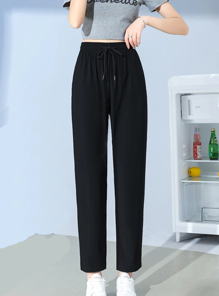 Plus Size Sportbroek Voor Vrouwen In Plus Size Losse Zomer Zijde Dunne Sneldrogende Zonnebescherming Rechte Been