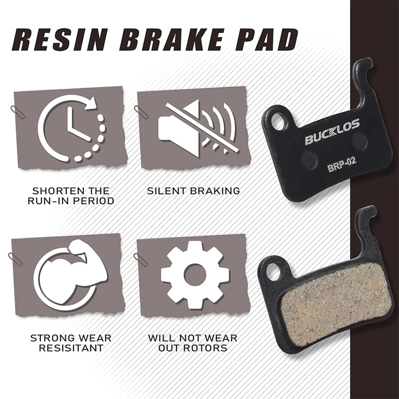 BUCKLOS BRP-02 Disc Brake Pads Resin Semimetallic MTB Hydraulic Brake Pads for SHIMANO A01S M06 M07 Bicycle Brake Pad for M975