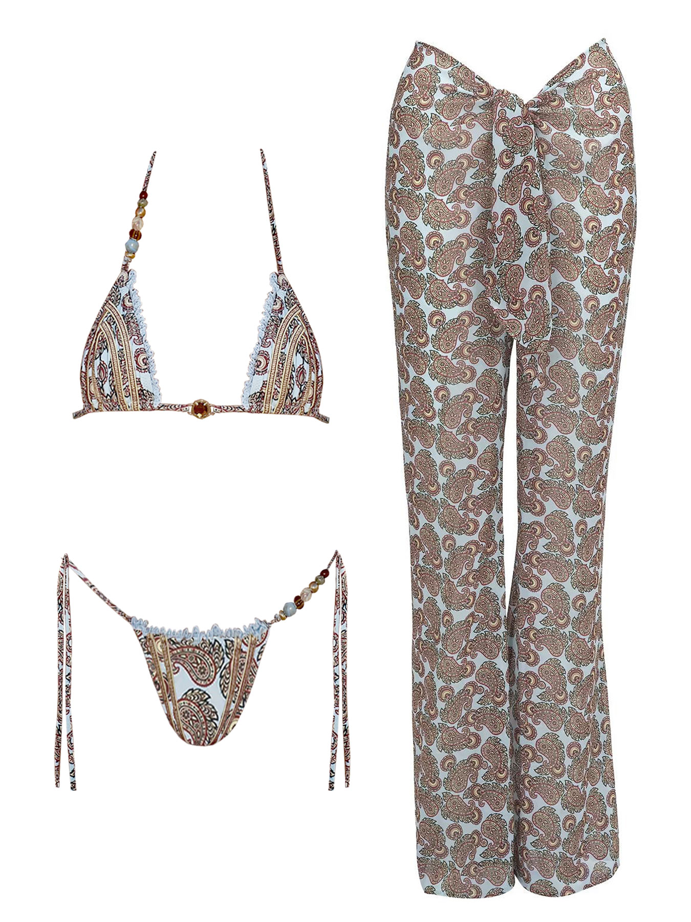 2025, modisches Boho-Chic-Bikini-Set mit einzigartigem Paisley-Design, perfekt für Strandkleidung und Poolpartys, Sommerausflüge