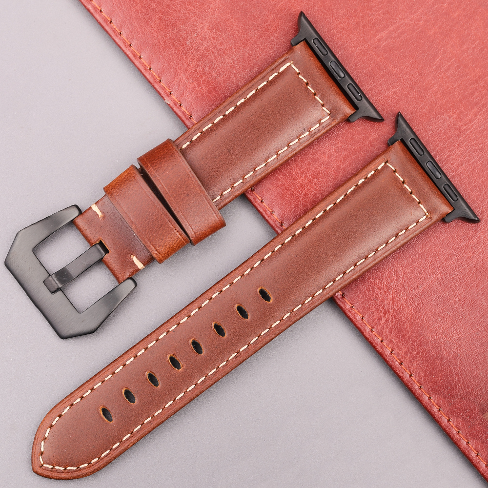 สายนาฬิกาหนังแท้สำหรับนาฬิกา Apple รุ่น9 8 7 6 5 4 SE สายสำรองพิเศษ49มม. 45มม. 44มม. 42มม. 41มม. 40มม. 38มม.