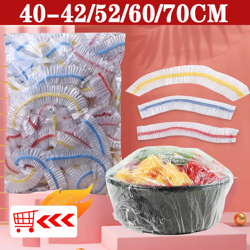 Одноразовая крышка для пищевых продуктов, красочная большая обертка для саран, пищевая сумка для хранения фруктов и овощей, эластичные пластиковые кухонные пакеты для хранения свежих продуктов