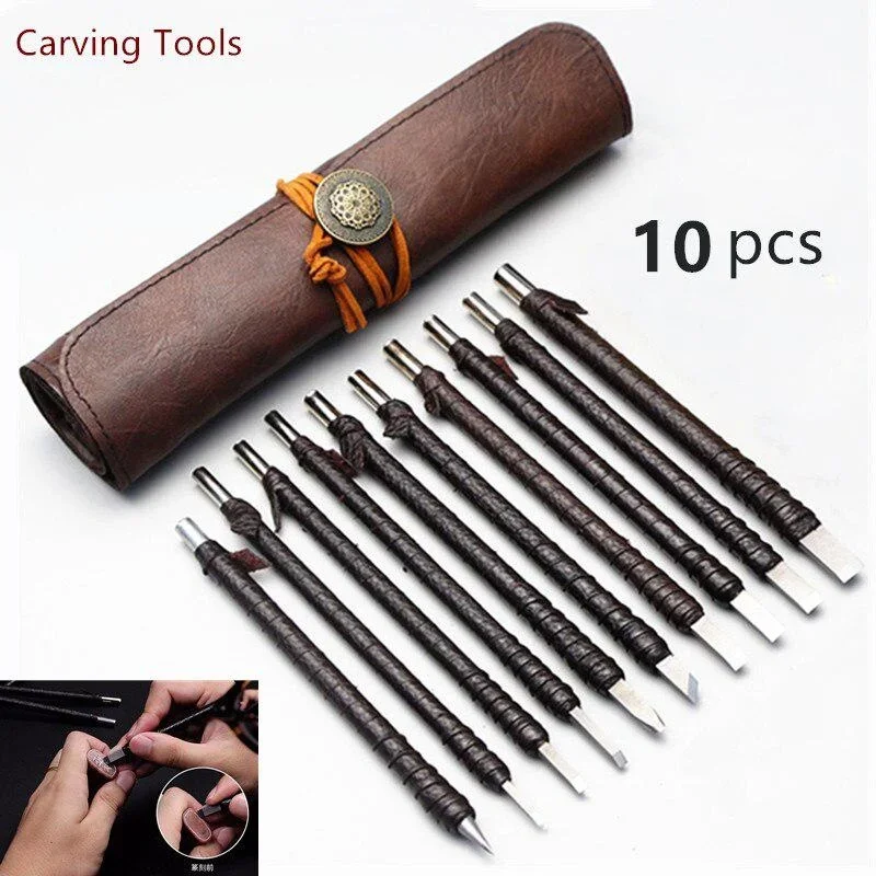 Professional 3/8/10Pcs Tungsten Steel Stone Carving Hand Tools Set Stone Carving Chisel Set Woodworking Carving Tool