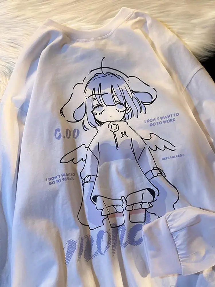 Harajuku Anime Girl Design Sweatshirts Paare Kawaii Hoodie Bequemes kreatives Top All-Match Bequeme Streetwear Damen