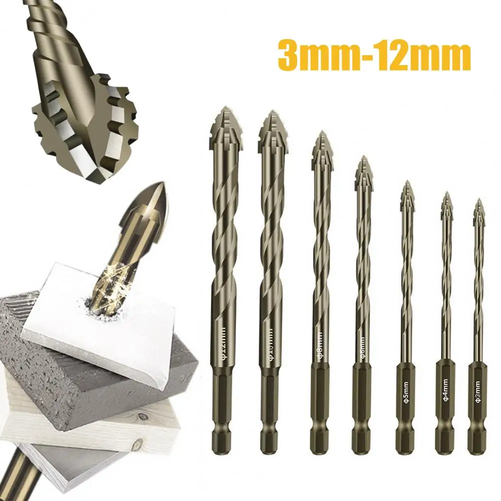 Four-Edged Serrated Eccentric Drill Bit Set High Hardness Hexagonal Simple Installation Multifunction Skewed Head Drill Bit Set