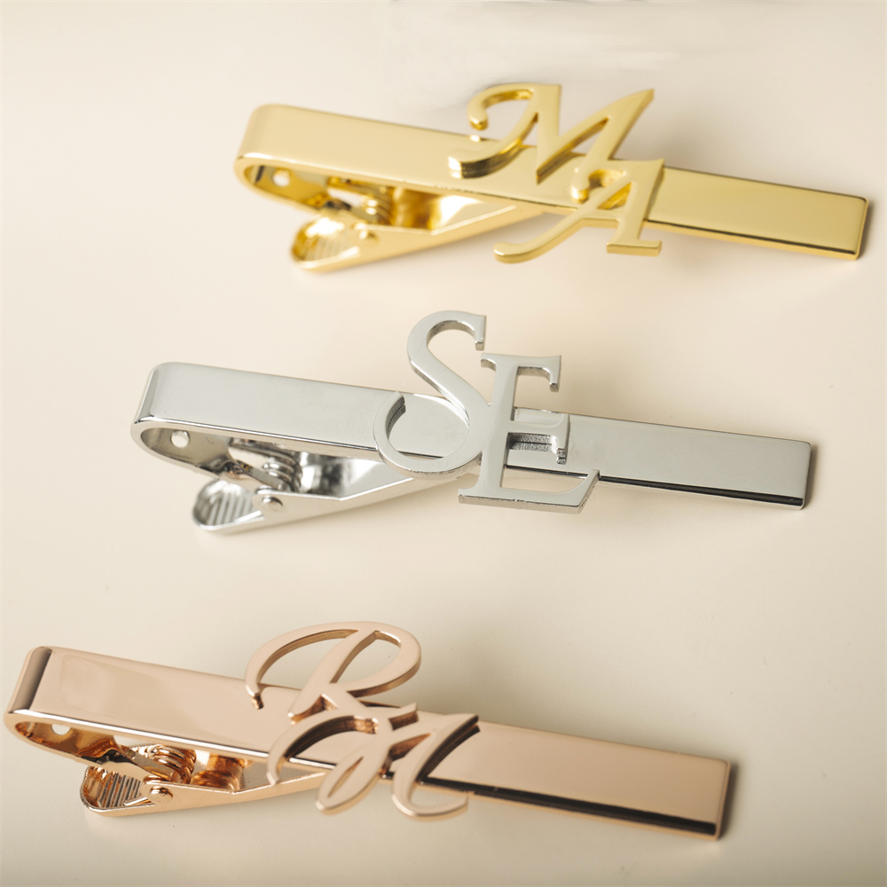 Tangula-Pinza de corbata con inicial personalizada para novio, Clip de corbata con iniciales de acero inoxidable para hombre, regalo de joyería personalizado para padrino de boda