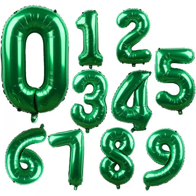 1 Stück 32 Zoll große dunkelgrüne Zahlenballons Frühling Dschungel Safari Geburtstag Party Folienballon 0 1 2 3 4 5 6 7 8 9 Globos Bälle