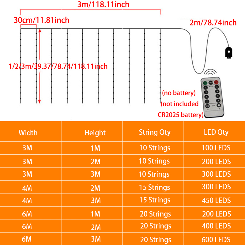 8 Mode LED Outdoor Light Fairy String Light 3M 4M 6M Bedroom Light Wedding Christmas Decoration Party Holiday USB Curtain Lights