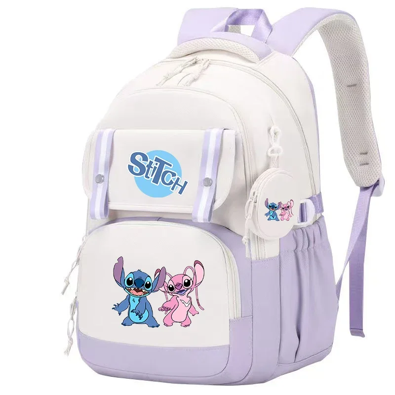 Stitch Large Capacity Backpack, Multiple Pocket Preppy Schoolbag, Cartoon Anime Daypack, Travel Commute Knapsack With Coin Purse