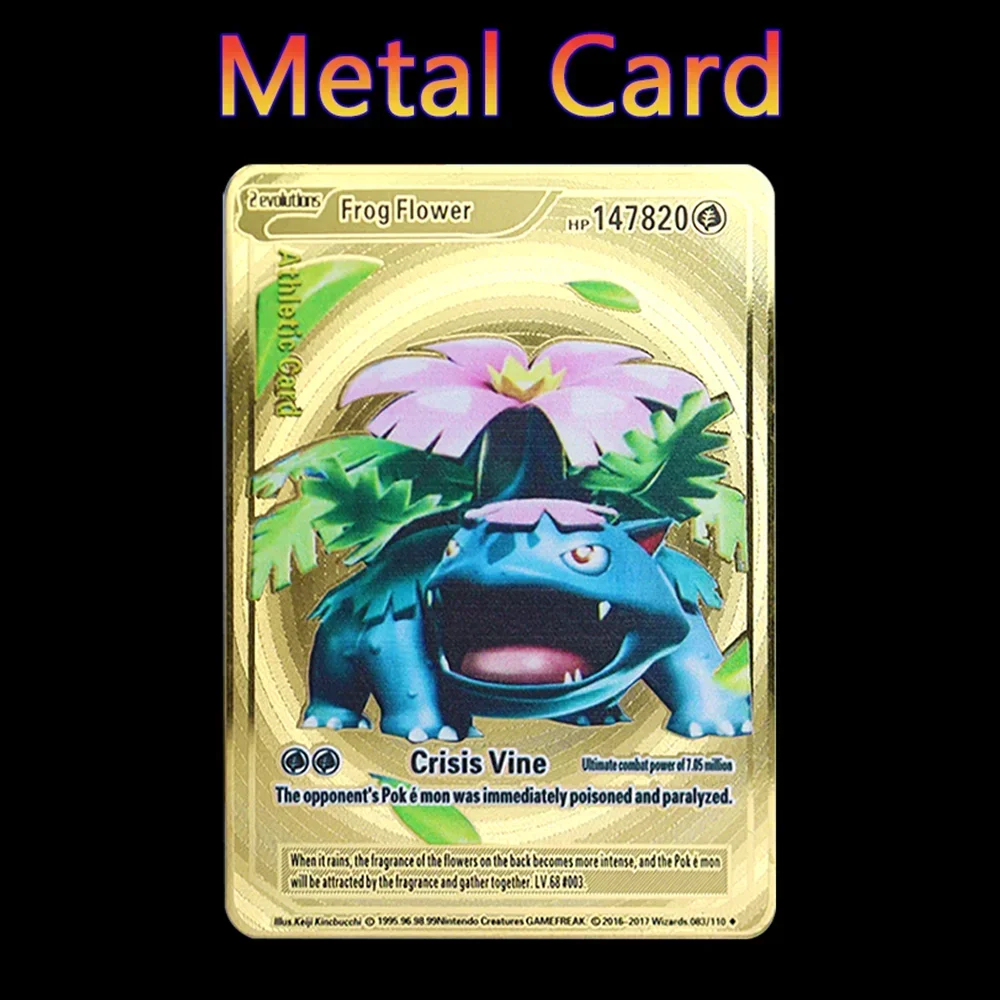 โปเกมอน 183200   จุดสูง Hp Charizard Pikachu Mewtwo ทองสีดําภาษาอังกฤษฝรั่งเศสคําการ์ดโลหะ Vmax Mega GX คอลเลกชันเกมการ์ด