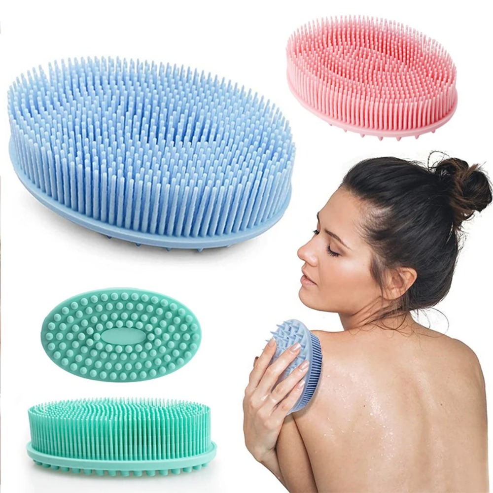 Silicone Body Scrubber Baby Shower Sponge Dry Bath Brush for Body Massager Bast Exfoliating Silicone Bathing Scrubber Body Brush