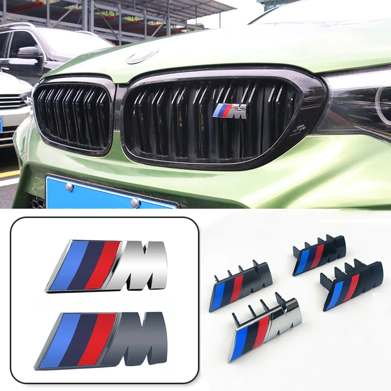 3D ABS สีดําโลโก้ M สัญลักษณ์รถย่างด้านหน้า Badge สําหรับ BMW X1 X2 X3 X4 X5 X6 F10 F30 F48 F39 E83 E84 E46 E60 G01 G07 G60 G11 G86