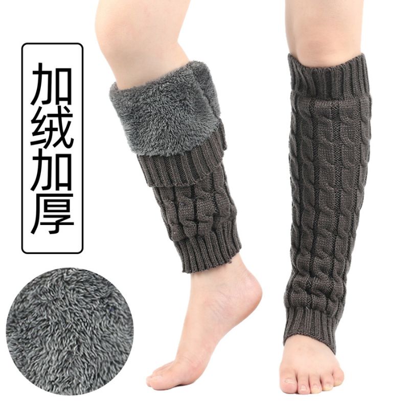 1 par de cor sólida outono inverno das mulheres perna manga velo quente jacquard na altura do joelho malha perna mais quente casual respirável