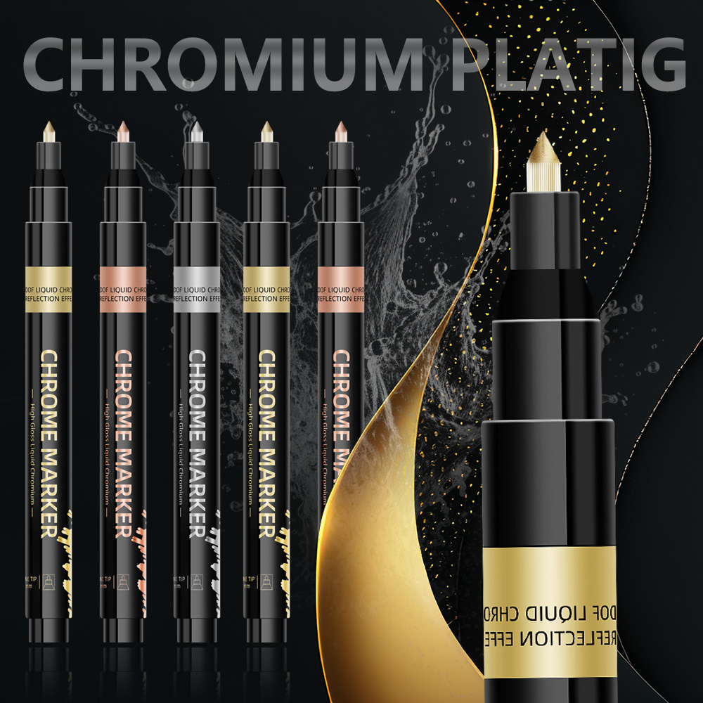 1 szt. chromowany marker lustrzany 0.7mm 1mm 2mm DIY odblaskowy długopis z farbą stały złoty srebrny miedziany marker malowanie modeli znakowanie