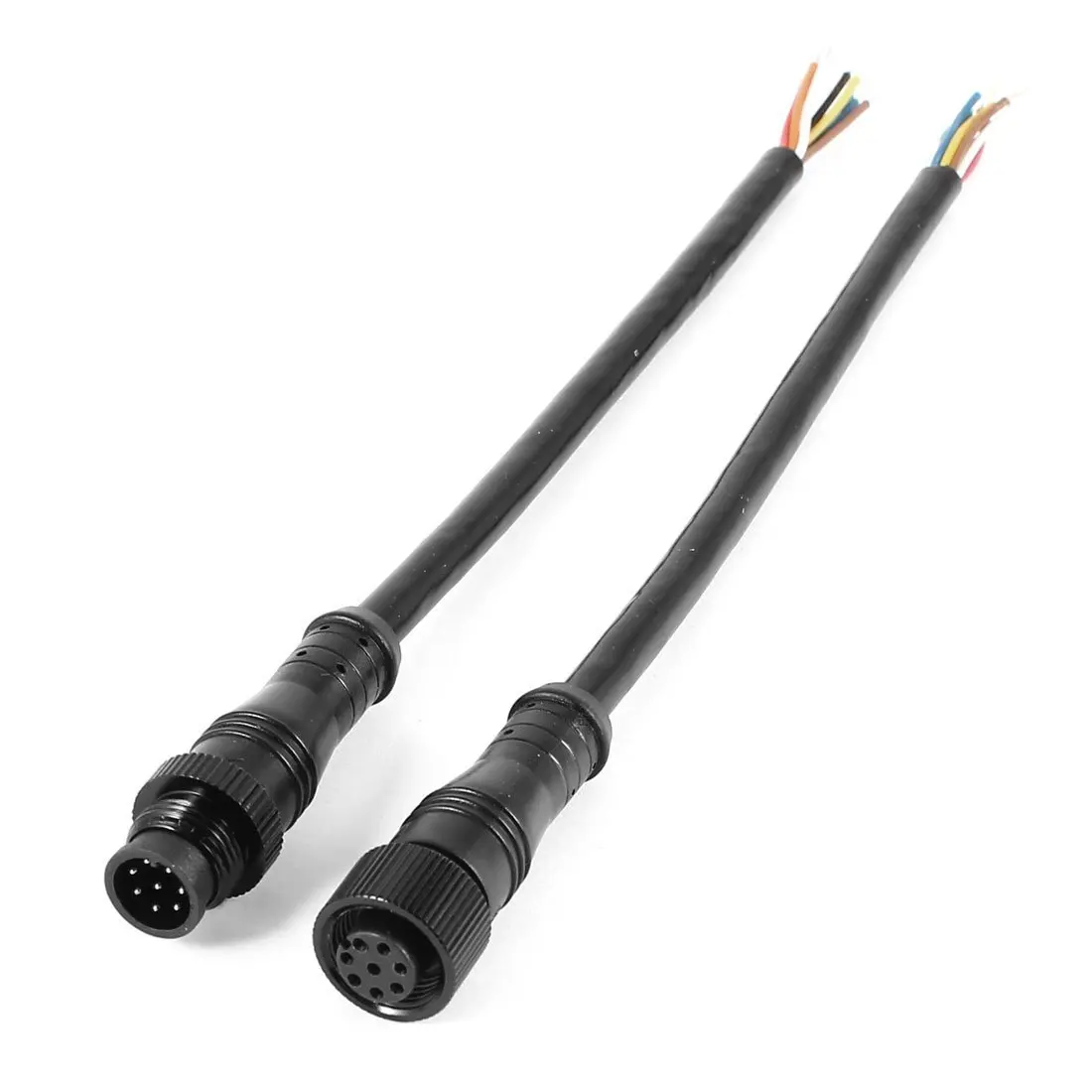 ABFA Cable conector impermeable con enchufe M/F de 8 pines negro