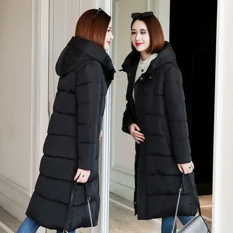 Abrigo de algodón grueso para mujer Chaqueta de invierno elegante de longitud media