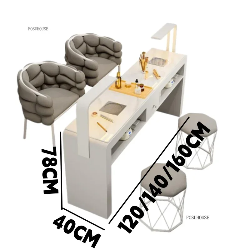 Modern Professional Manicure Table with Vacuum Cleaner Single Double Light Luxury Nail Table Commercial Manicure Tables