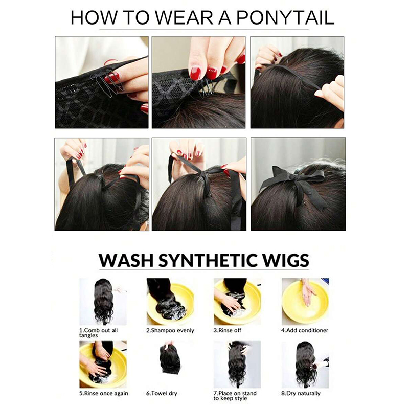 Mstn-女性用合成ロングウェーブカーリーヘア、ポニーテールリボン、ドローストリング、タイエンド、ナチュラルウィッグ、ヘアピース、アクセサリー