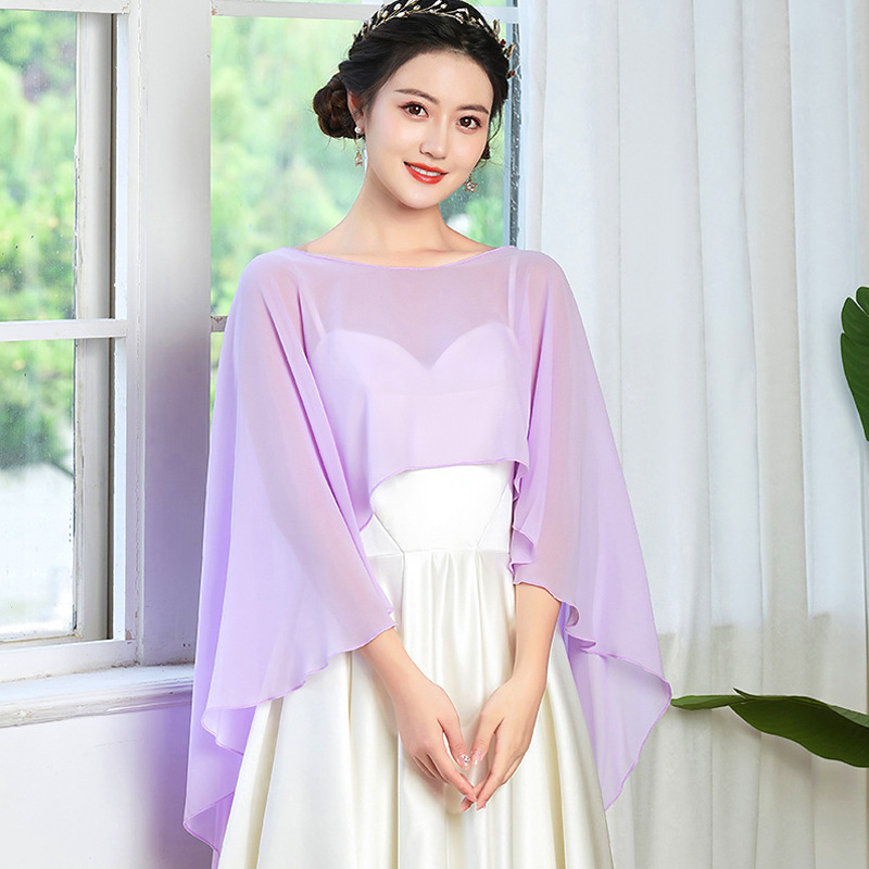 Mulheres senhoras chiffon capa xale noite capas de casamento encolher jaqueta de noiva envolve acessórios longo xale e envoltórios vestido cobrir
