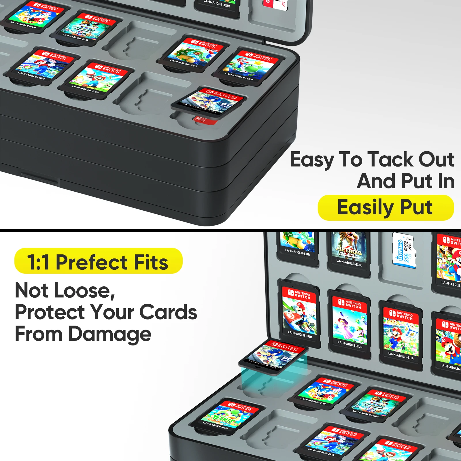 Switch Game Card Protective Case with 96/72/48 Game Card Slots Creative NS Card Storage Box Holder for Nintendo Switch/Lite/OLED