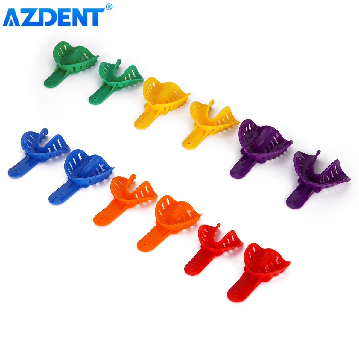 AZDENT 12 Chiếc/Bộ Nha Khoa Ấn Tượng Khay Nhựa Răng Giá Đỡ Khay Đựng Dụng Cụ Autoclavable Dành Cho Trẻ Em, Người Trưởng Thành Nhỏ Giữa Lớn