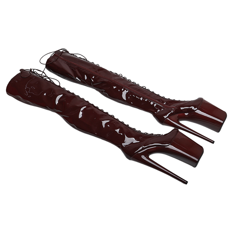 Leecabe 23CM/9 Zoll Patent PU Trend Mode Ferse Plattform Stripper Ferse Pole Dance Stiefel