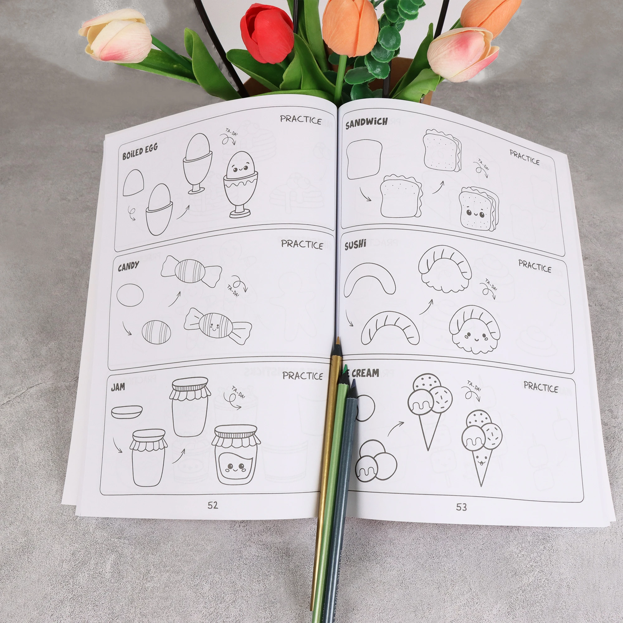 Cómo dibujar cualquier cosa para entusiastas de la pintura, 300 lindos dibujos simples paso a paso de cosas adorables, animales, comida, regalos