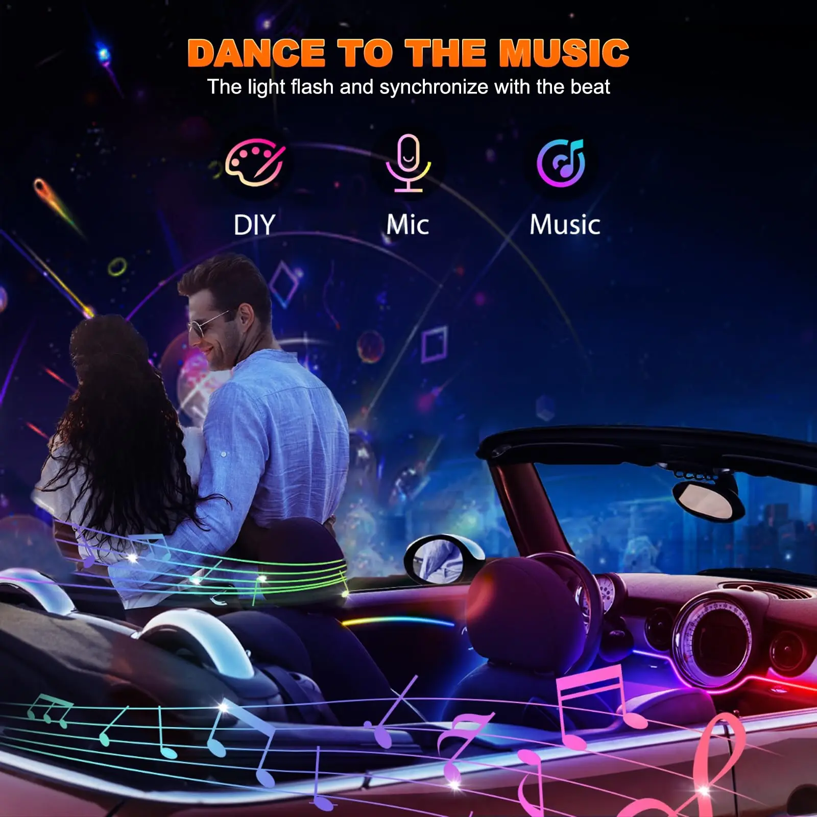 Éclairage ambiant de voiture au néon dynamique 2 en 1, bande lumineuse intérieure à LED en acrylique Dreamcolor, lampe décorative RVB pour les placements, modèle 3, Y, S, X
